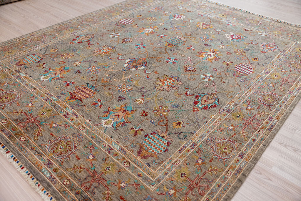 Taupe Afghan Sultani Chobi Wool Rug 296cm x 234cm