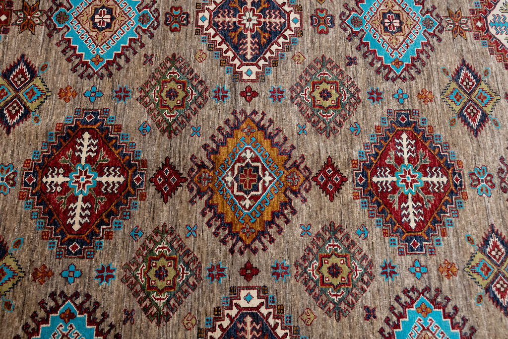 Taupe Afghan Super Kazak Wool Rug 310cm x 260cm
