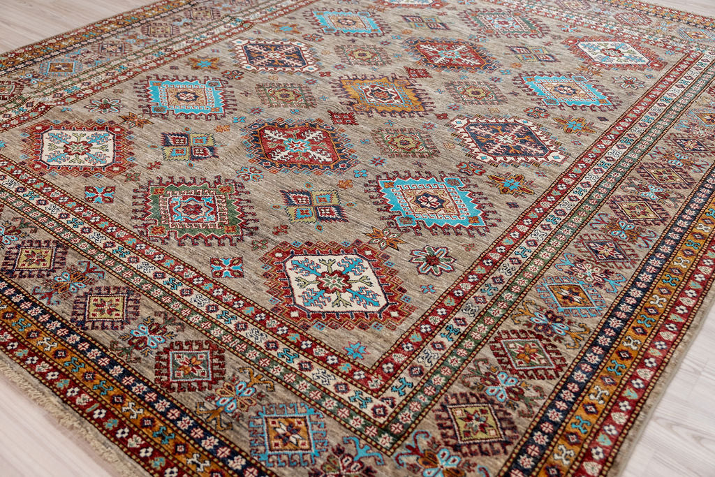 Taupe Afghan Super Kazak Wool Rug 310cm x 260cm