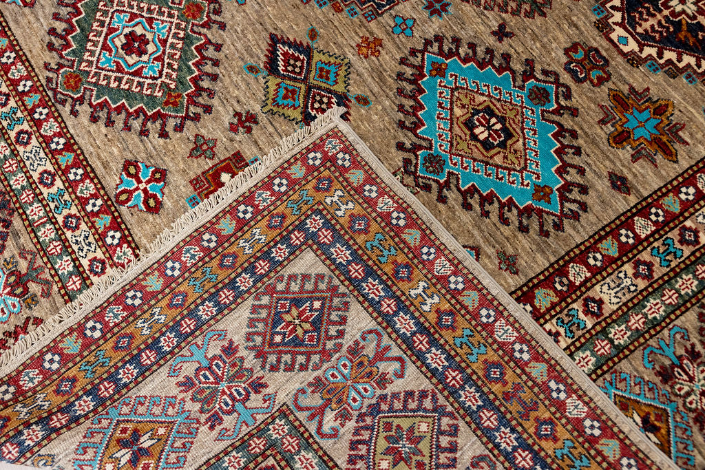 Taupe Afghan Super Kazak Wool Rug 310cm x 260cm