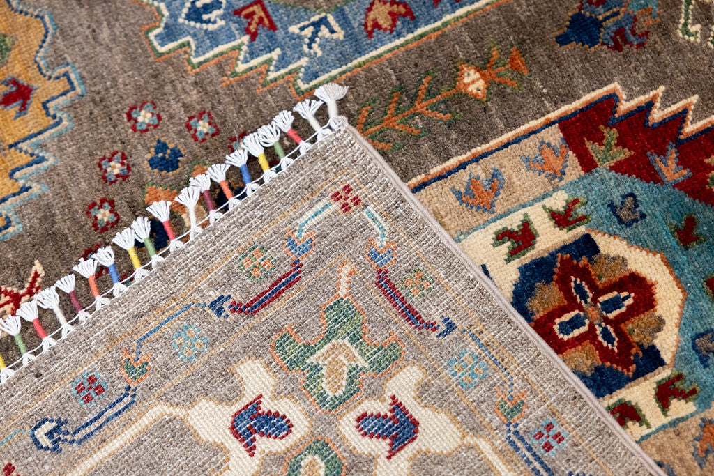 Grey Afghan Suzani Chobi Wool Rug 309cm x 232cm