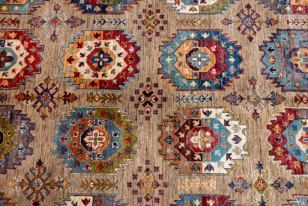Fawn Afghan Suzani Chobi Wool Rug 372cm x 278cm