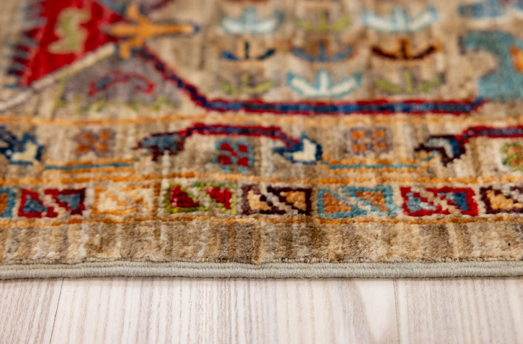 Fawn Afghan Suzani Chobi Wool Rug 372cm x 278cm