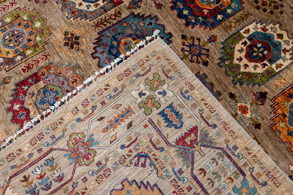 Fawn Afghan Suzani Chobi Wool Rug 372cm x 278cm