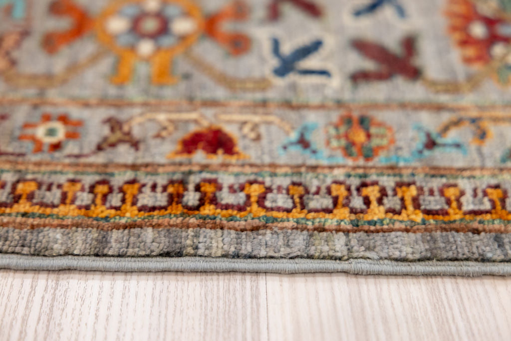 Fine Grey Afghan Suzani Chobi Wool Rug 303cm x 246cm
