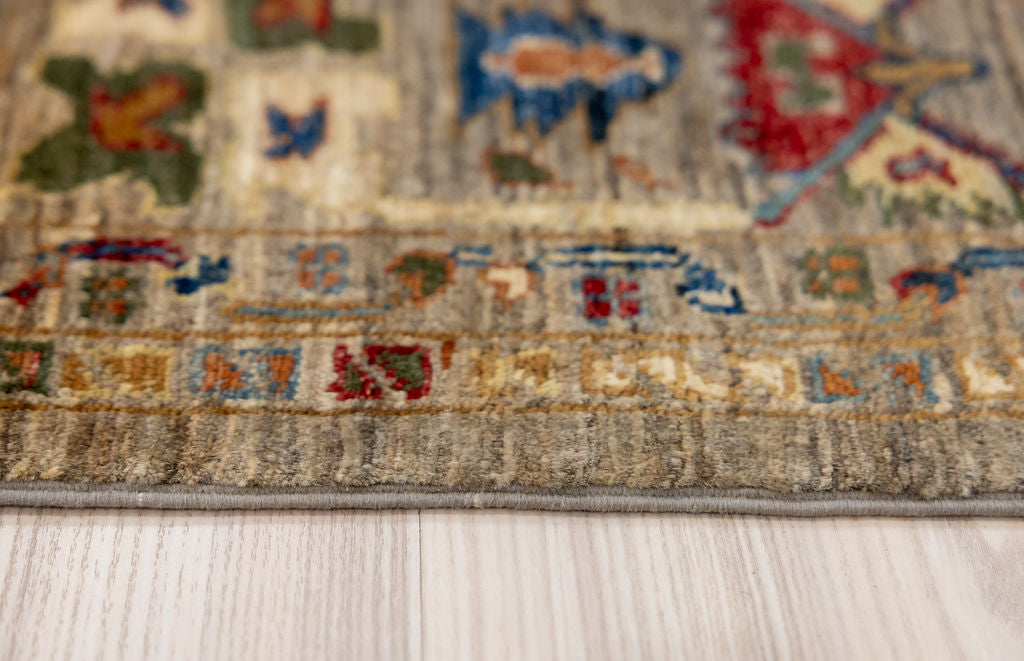 Grey Afghan Suzani Chobi Wool Rug 309cm x 232cm