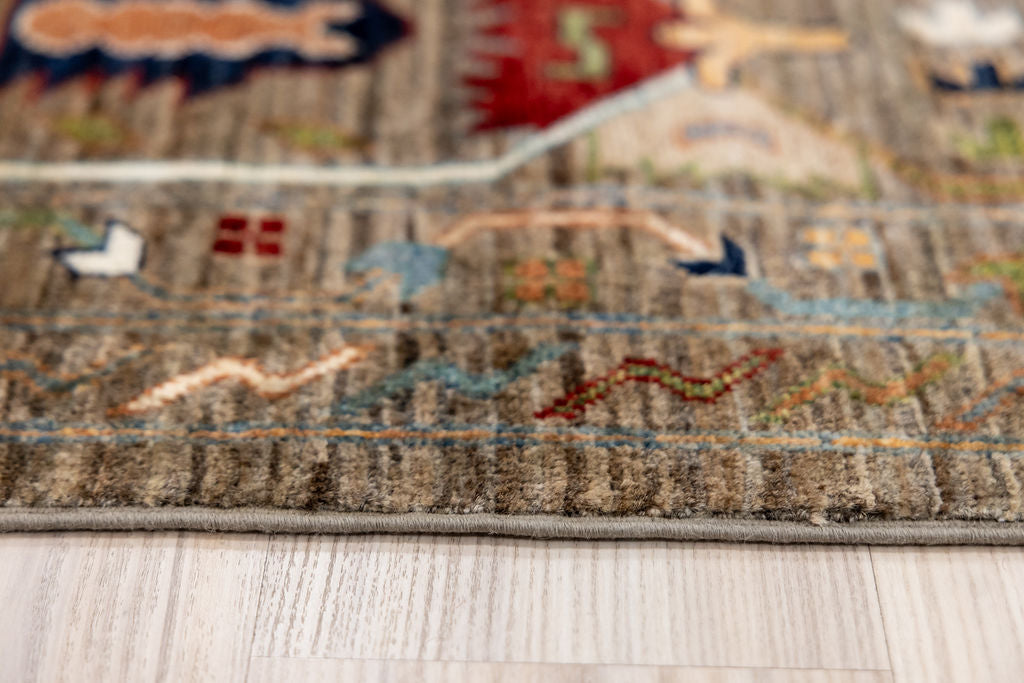 Grey Fine XL Afghan Suzani Chobi Wool Rug 422cm x 302cm