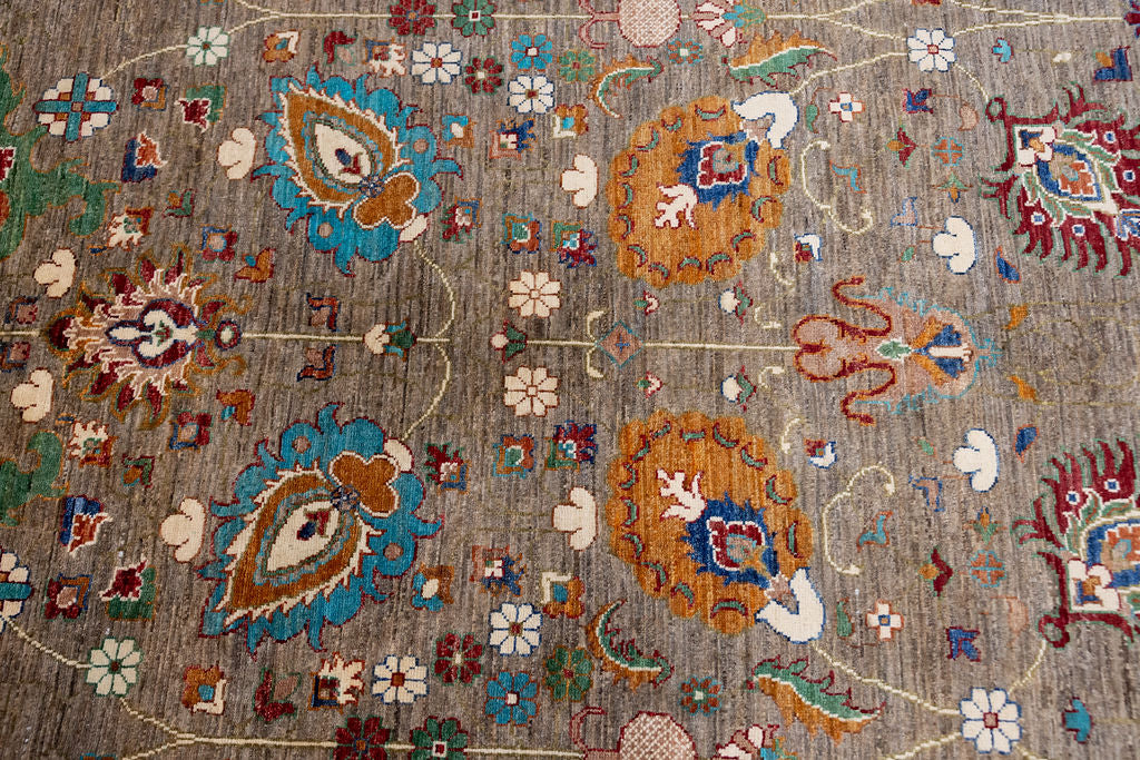 Taupe Afghan Sultani Chobi Wool Rug 298cm x 252cm