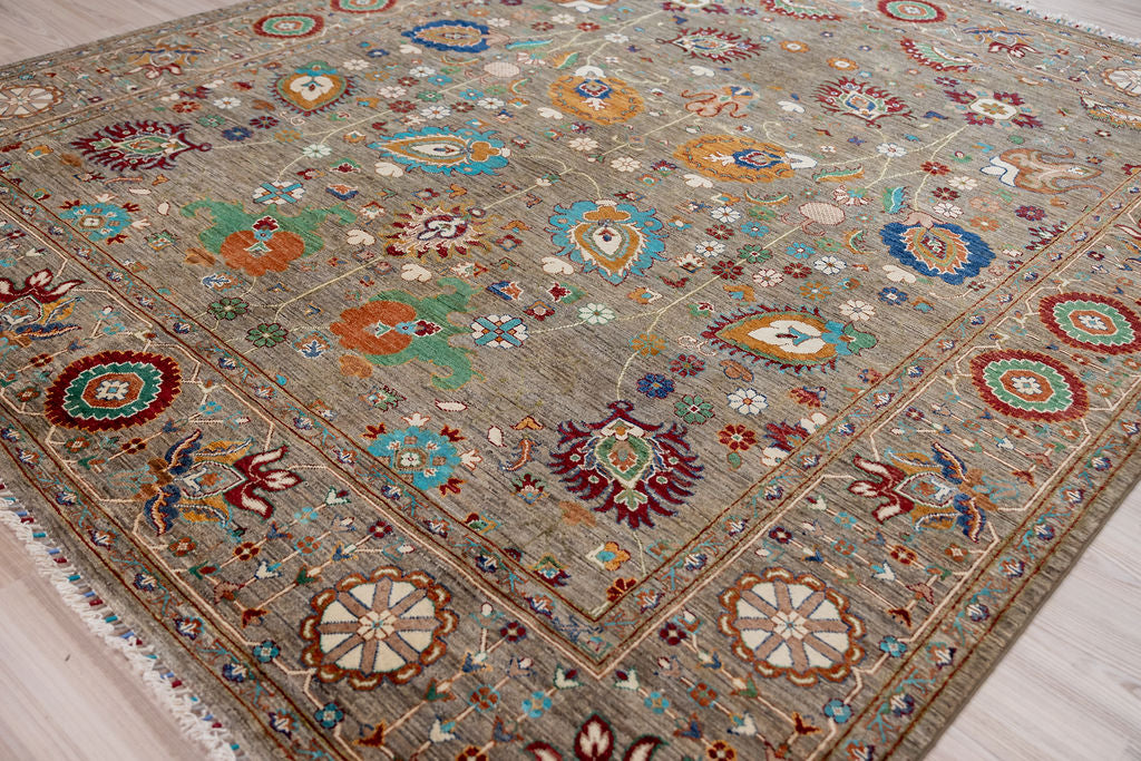 Taupe Afghan Sultani Chobi Wool Rug 298cm x 252cm