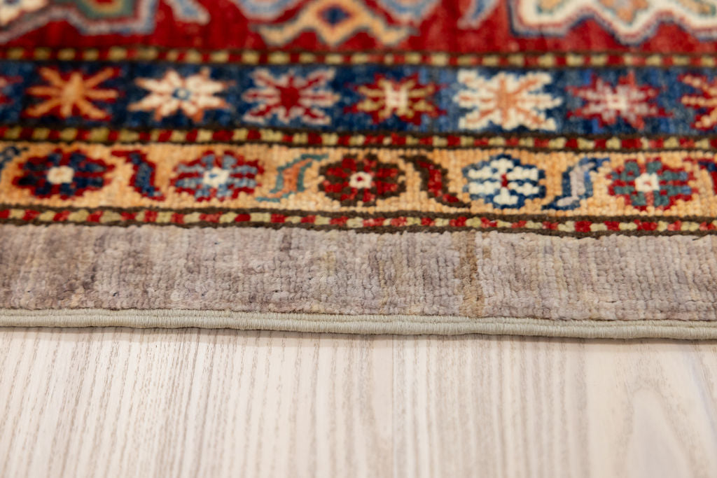 Grey Red Afghan Super Kazak Wool Rug 356cm x 266cm