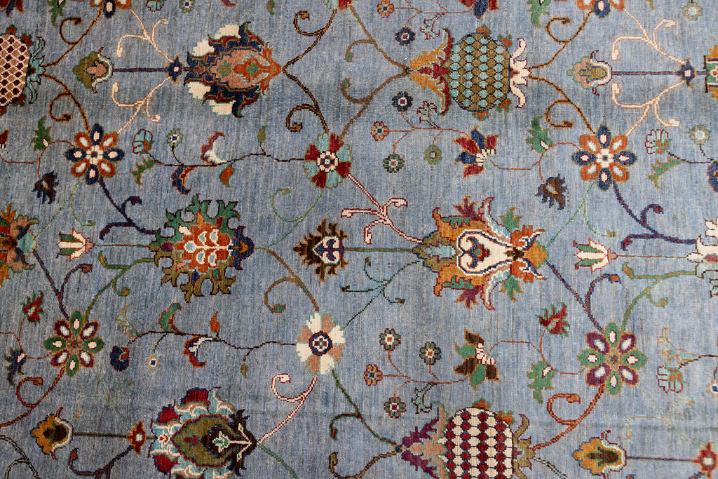 Ice Blue Afghan Sultani Chobi Wool Rug 288cm x 248cm