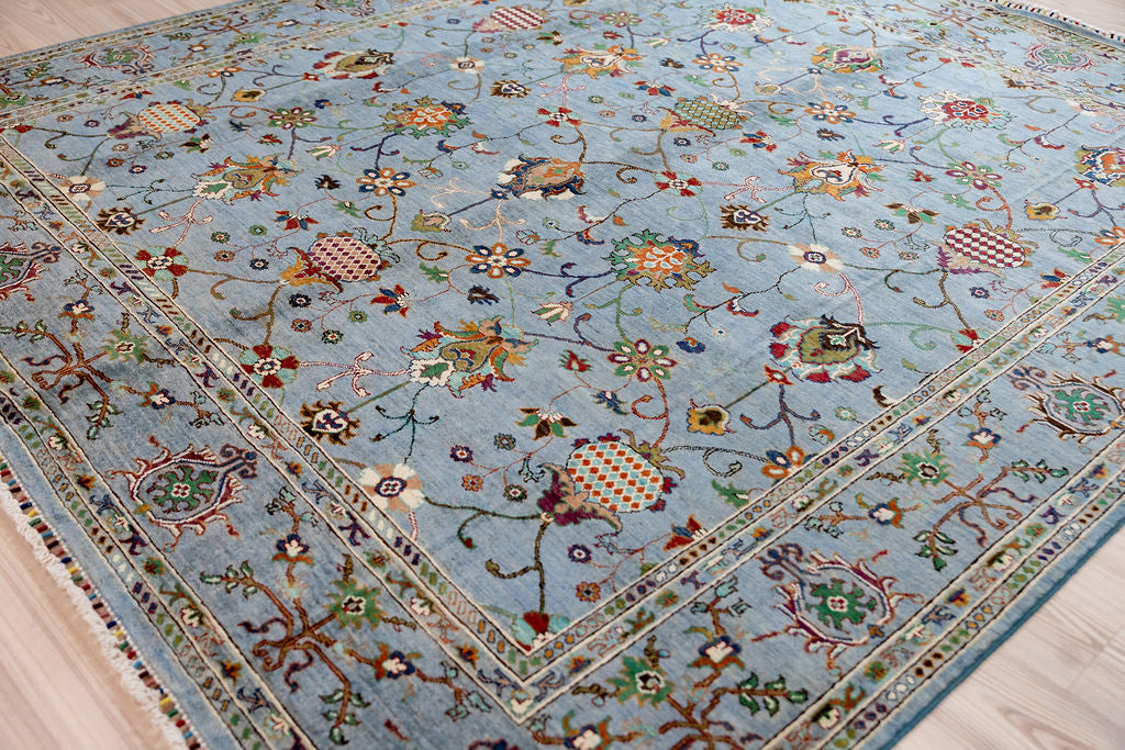 Ice Blue Afghan Sultani Chobi Wool Rug 288cm x 248cm