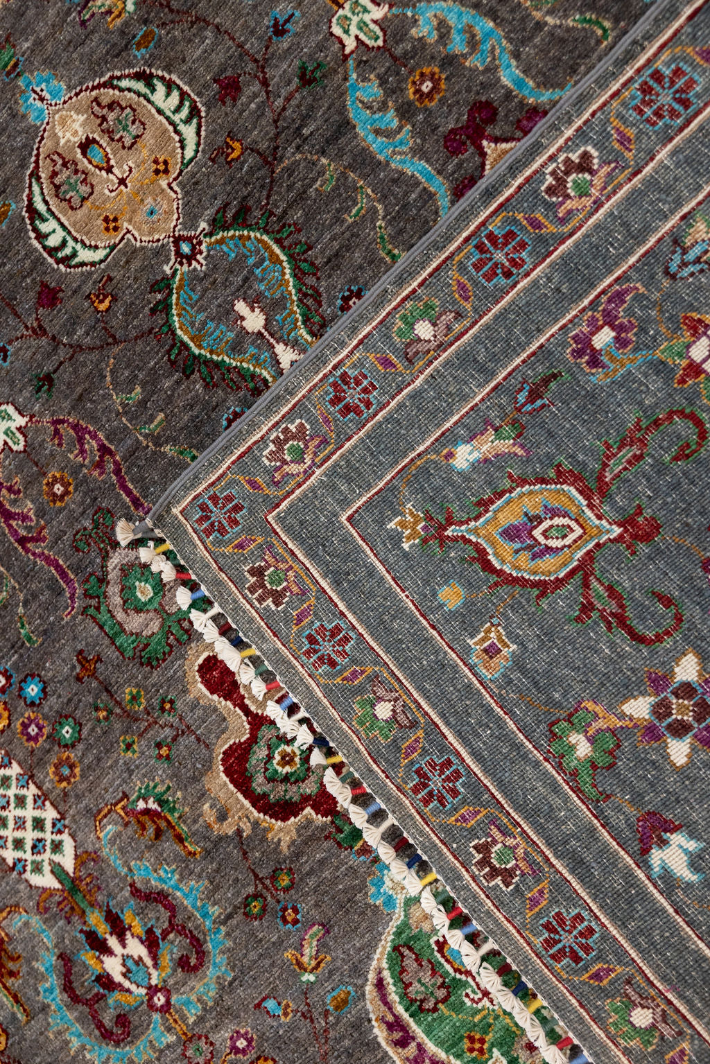 Charcoal Fine Afghan Chobi Wool Rug 317cm x 252cm