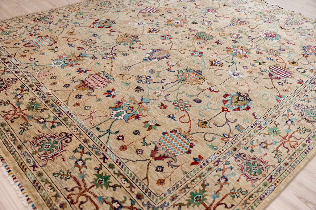 Fawn Afghan Sultani Chobi Wool Rug 297cm x 247cm