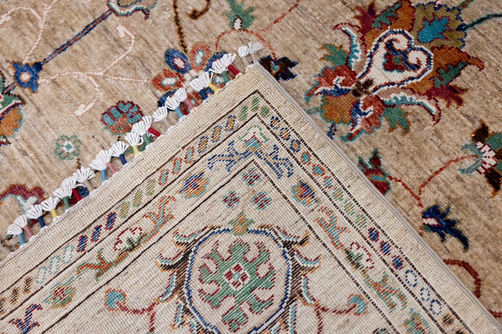 Fawn Afghan Sultani Chobi Wool Rug 297cm x 247cm