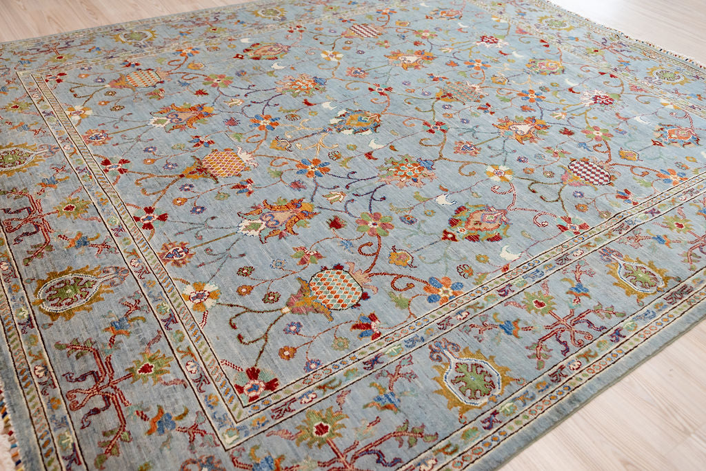 Ice Blue Afghan Sultani Chobi Wool Rug 295cm x 248cm