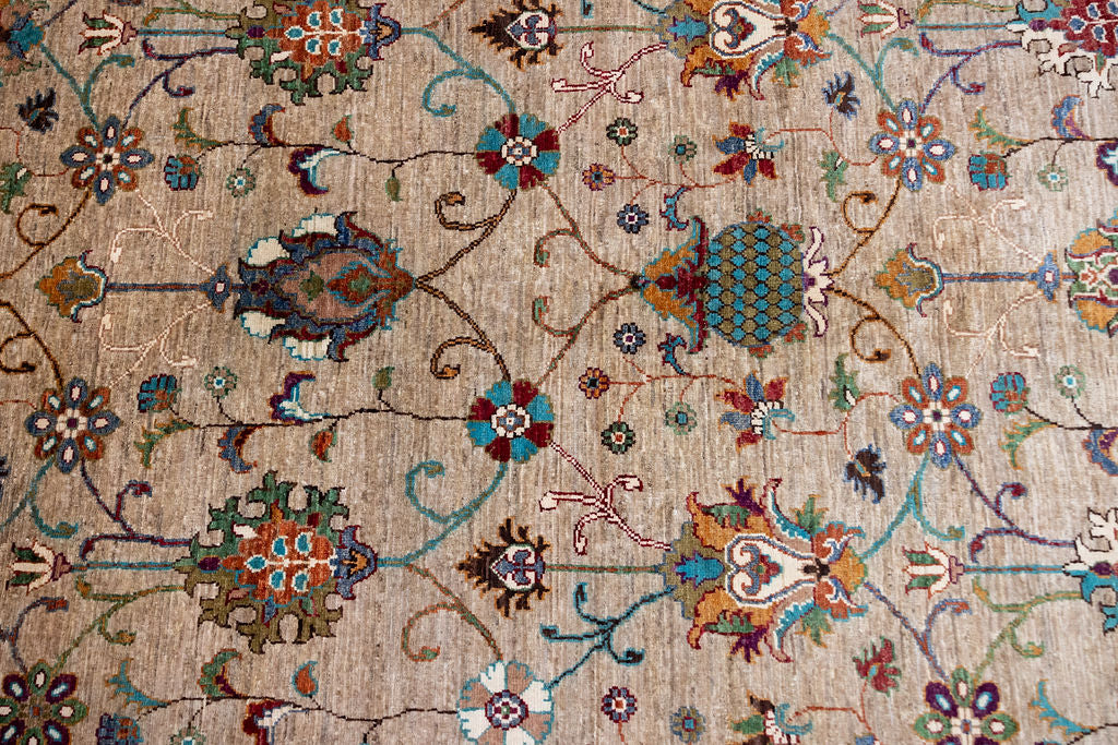 Fawn Afghan Sultani Chobi Wool Rug 295cm x 243cm