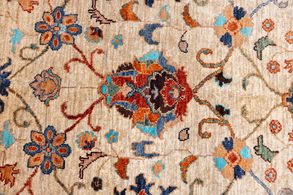 Fawn Afghan Sultani Chobi Wool Rug 355cm x 276cm