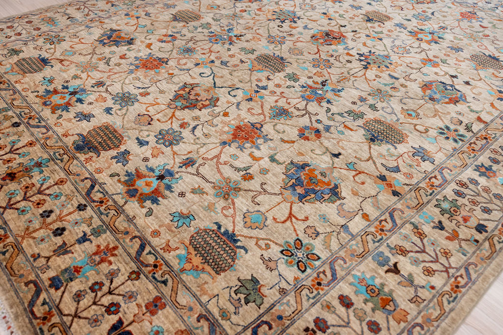 Fawn Afghan Sultani Chobi Wool Rug 355cm x 276cm