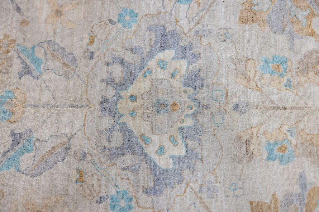 Cream Muted Afghan Chobi Wool Rug 352cm x 275cm