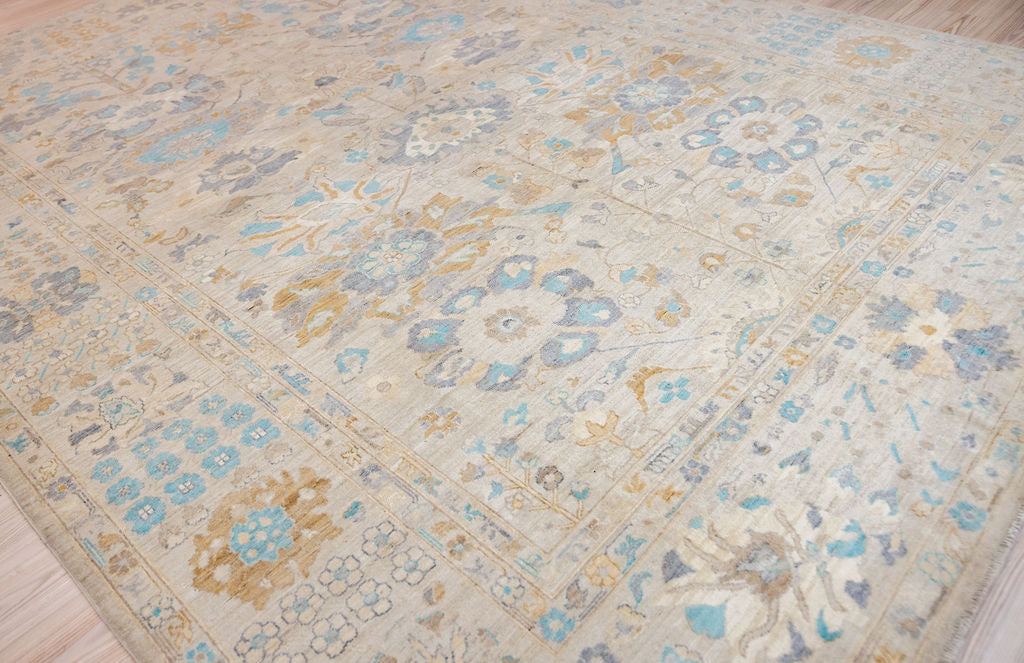 Cream Muted Afghan Chobi Wool Rug 352cm x 275cm