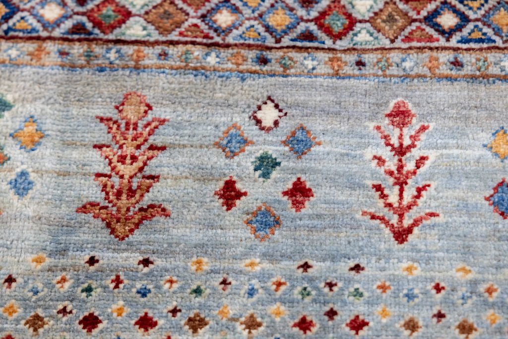 Arctic Blue XL Afghan Pictorial Khurjin Chobi Wool Rug 405cm x 307cm