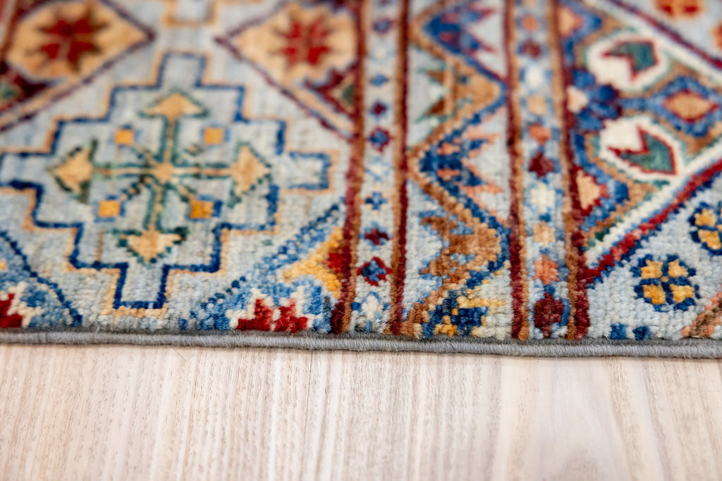 Arctic Blue XL Afghan Pictorial Khurjin Chobi Wool Rug 405cm x 307cm