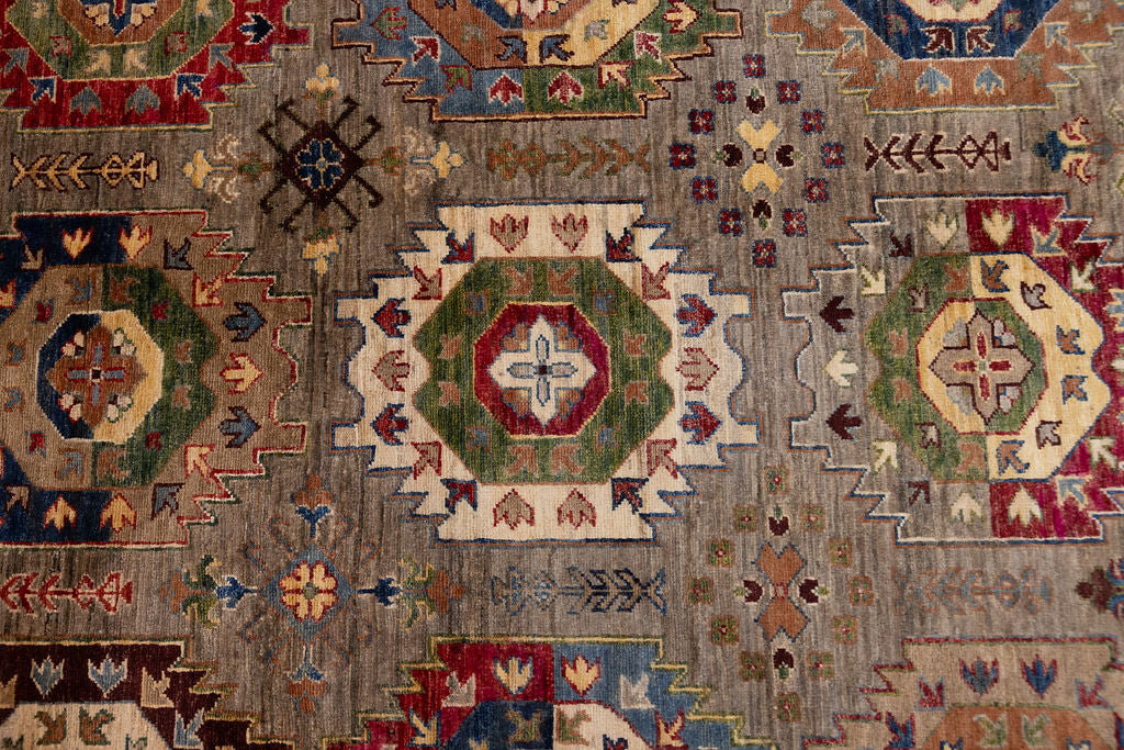 Fawn Afghan Suzani Chobi Wool Rug 362cm x 279cm