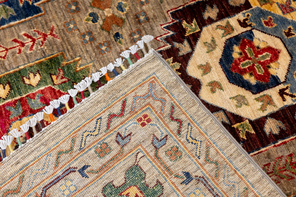 Fawn Afghan Suzani Chobi Wool Rug 362cm x 279cm