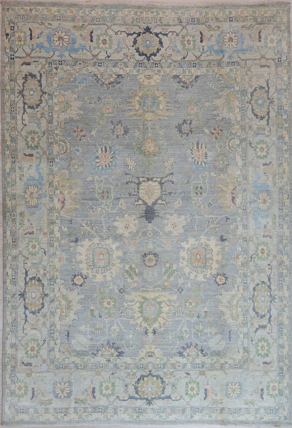 Light Blue Grey Muted Afghan Chobi Wool Rug 364cm x 270cm
