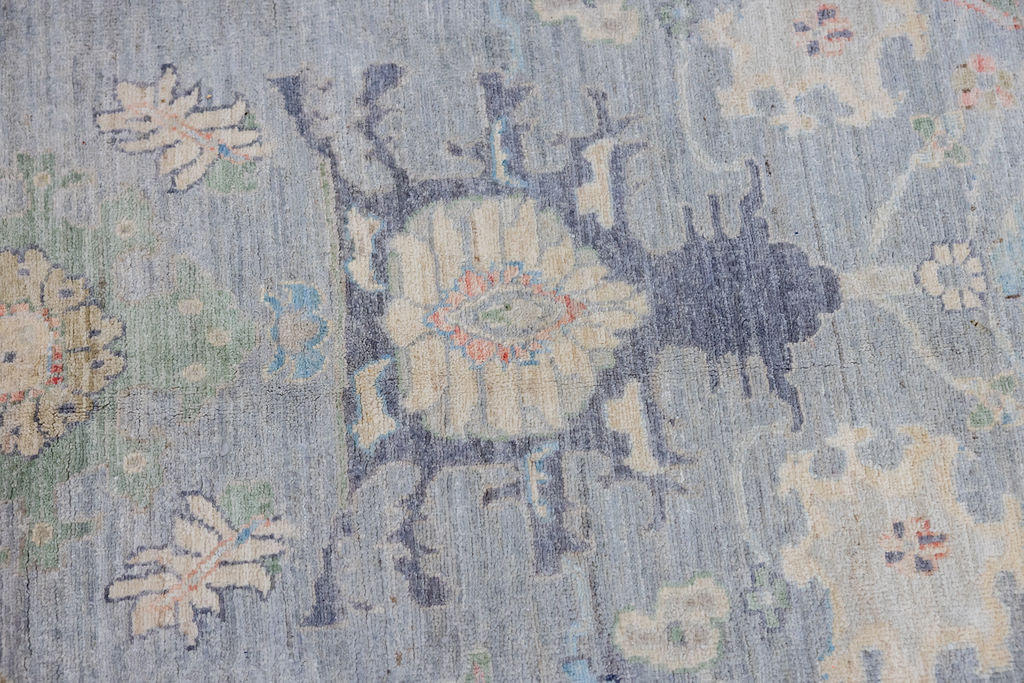 Light Blue Grey Muted Afghan Chobi Wool Rug 364cm x 270cm