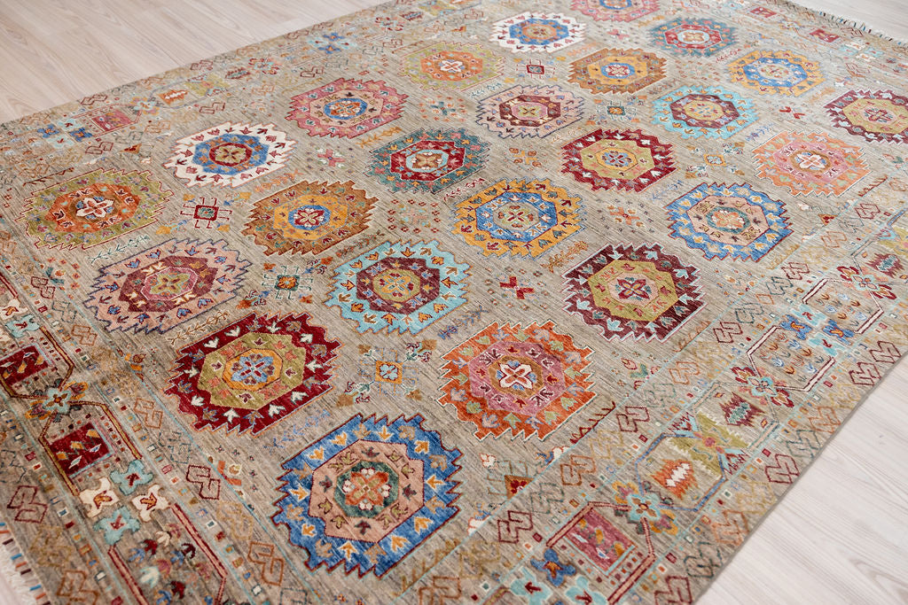 Fawn Afghan Suzani Chobi Wool Rug 315cm x 211cm