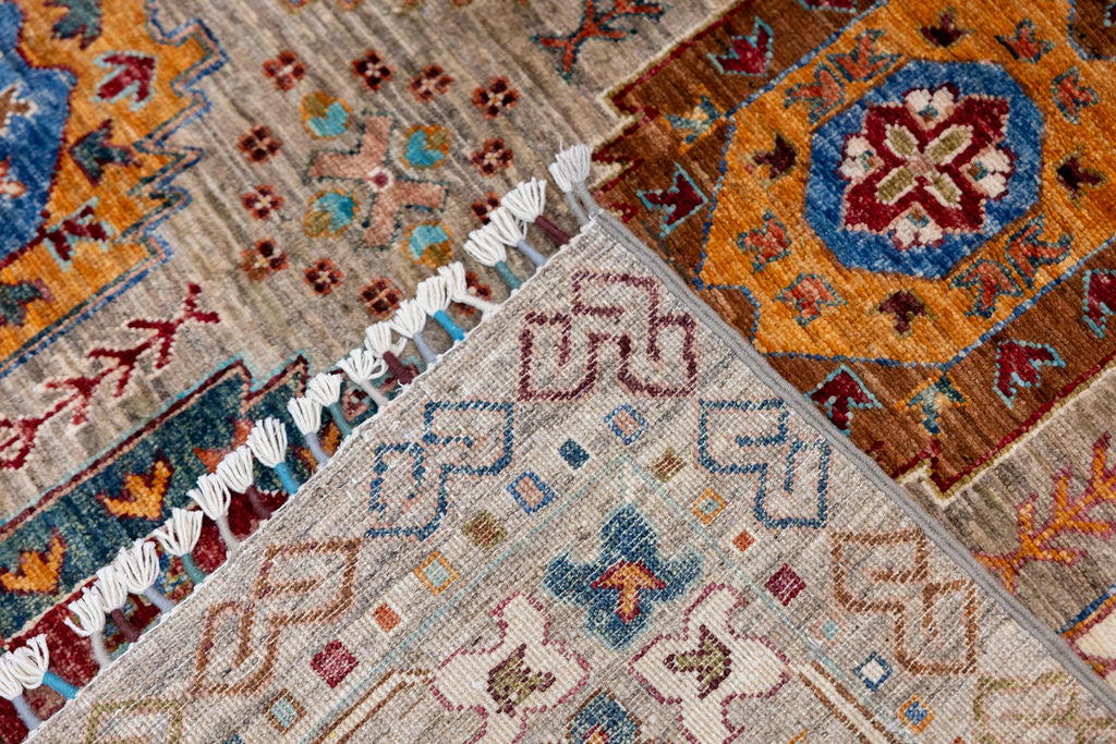 Fawn Afghan Suzani Chobi Wool Rug 315cm x 211cm