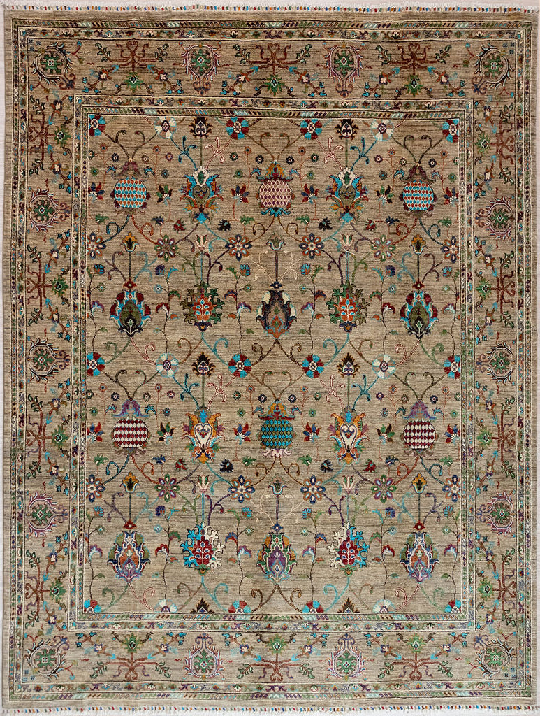 Fawn Afghan Sultani Chobi Wool Rug 294cm x 250cm