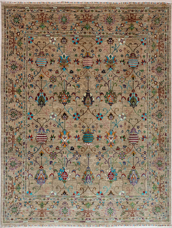 Fawn Afghan Sultani Chobi Wool Rug 294cm x 250cm