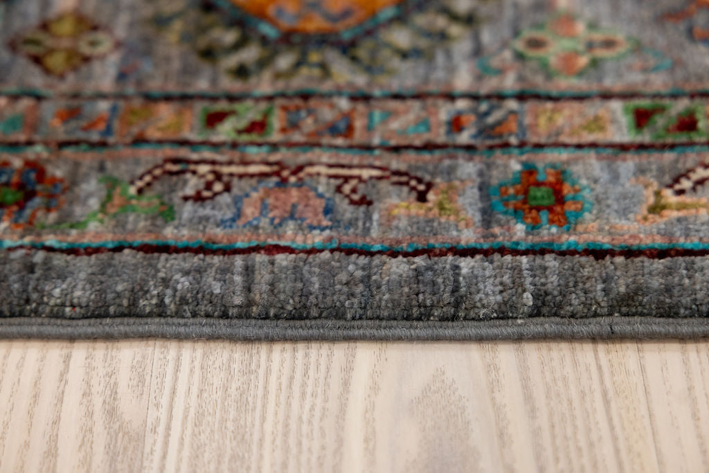 Grey Pictorial Afghan Suzani Chobi Wool Rug 346cm x 252cm