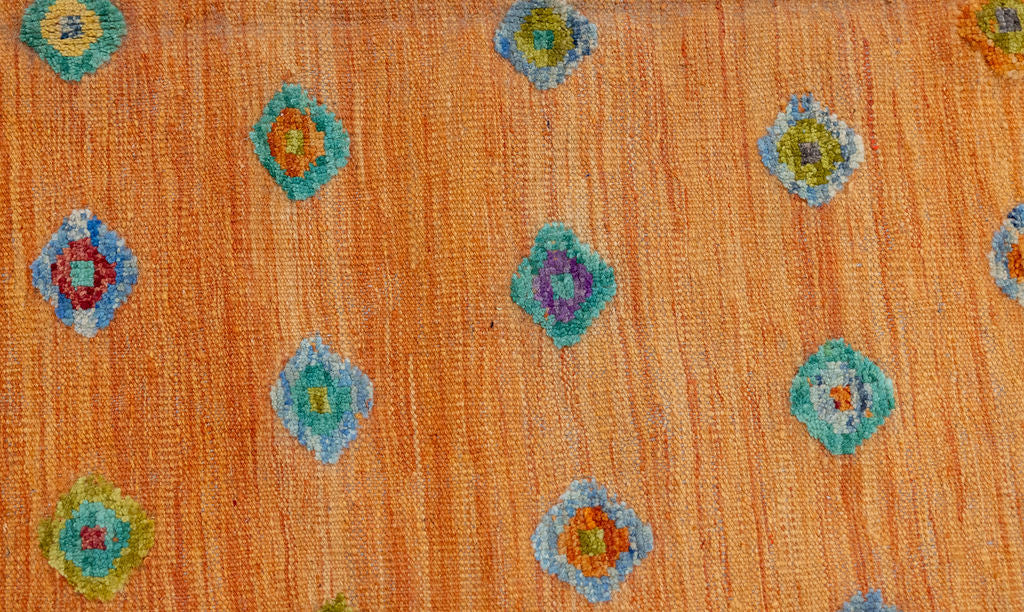 XL Rare Orange Barjasta Wool Kilim 387cm x 284cm