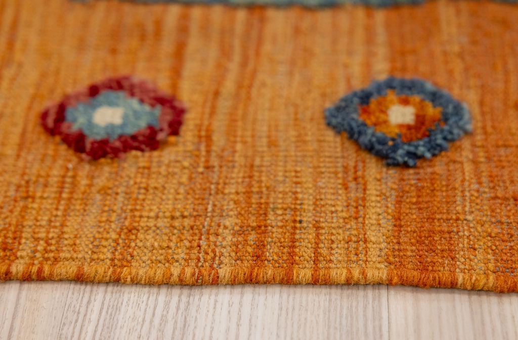 XL Rare Orange Barjasta Wool Kilim 387cm x 284cm