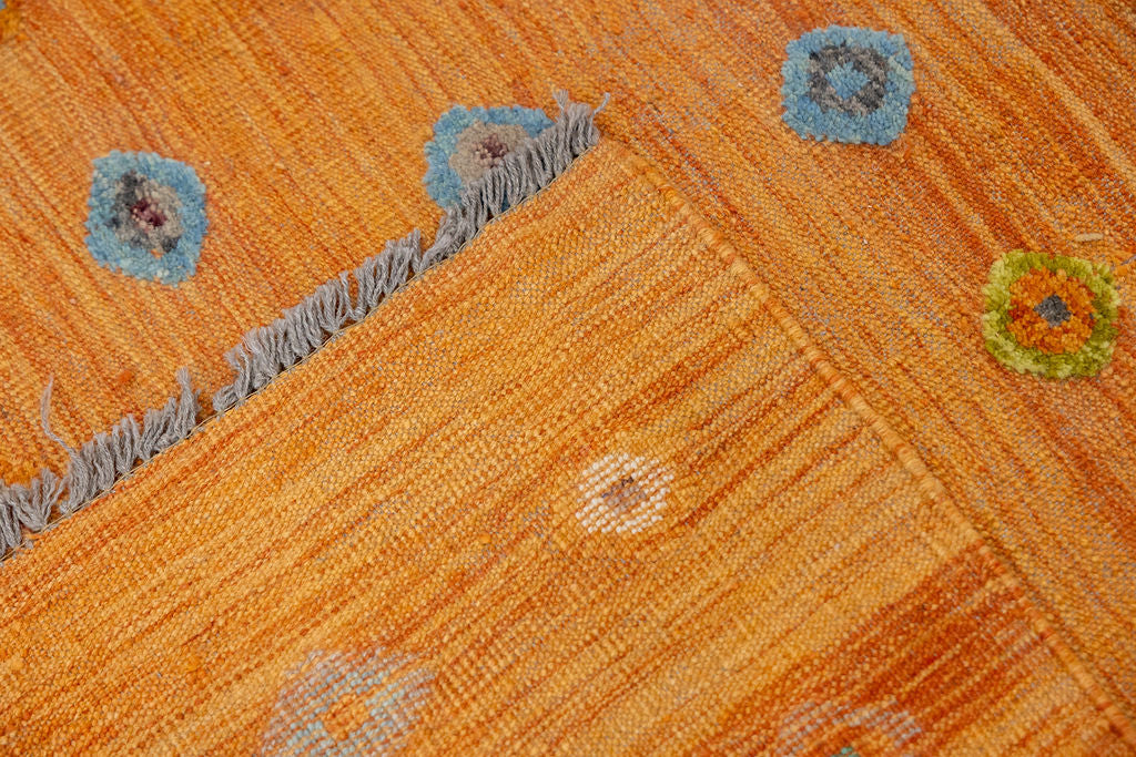 XL Rare Orange Barjasta Wool Kilim 387cm x 284cm