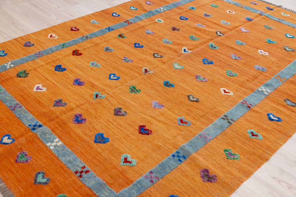 Orange Barjasta Afghan Wool Kilim 294cm x 201cm