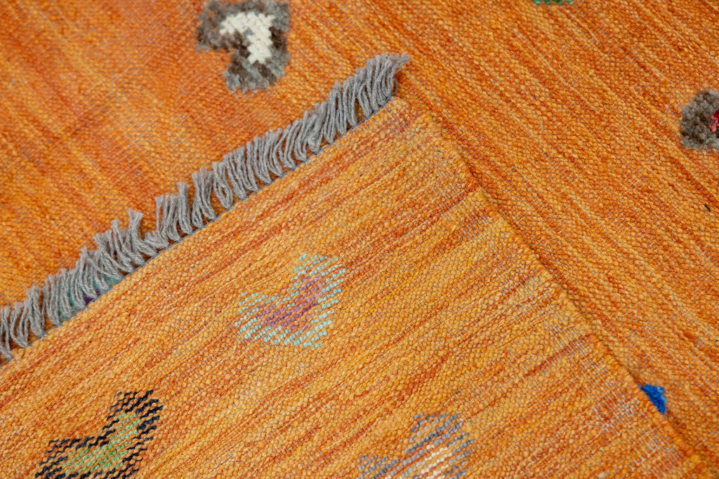 Orange Barjasta Afghan Wool Kilim 294cm x 201cm