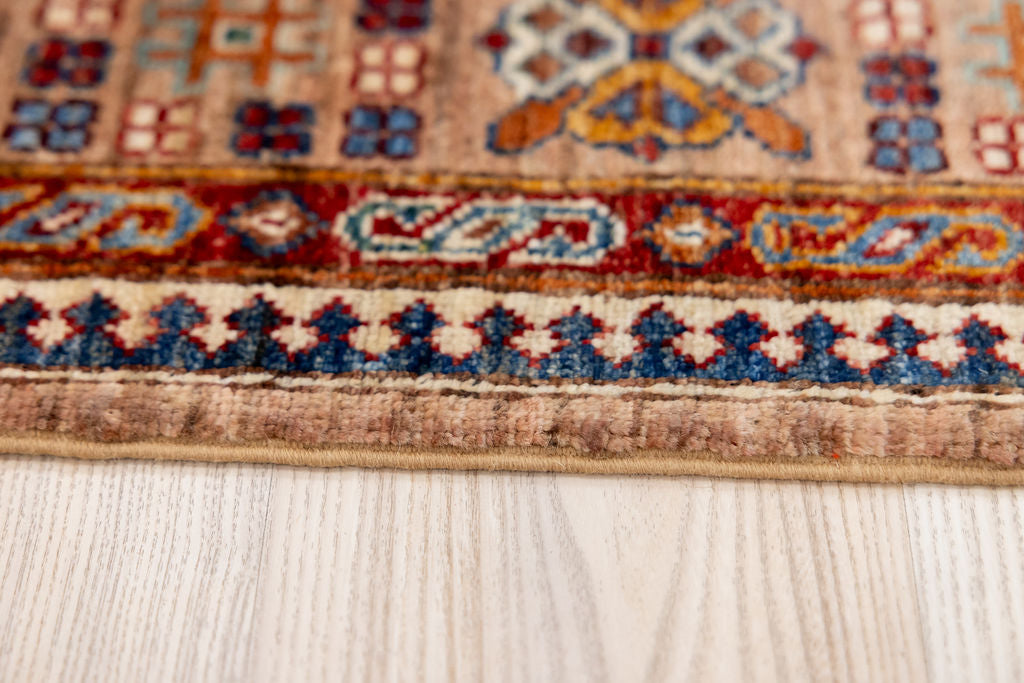 Light Peach Afghan Chobi Wool Rug 270cm x 182cm