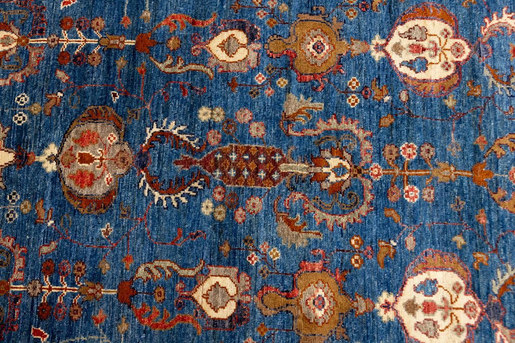 Blue Fine Afghan Chobi Wool Rug 345cm x 278cm