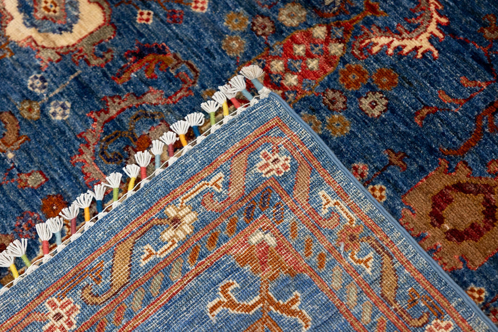 Blue Fine Afghan Chobi Wool Rug 345cm x 278cm