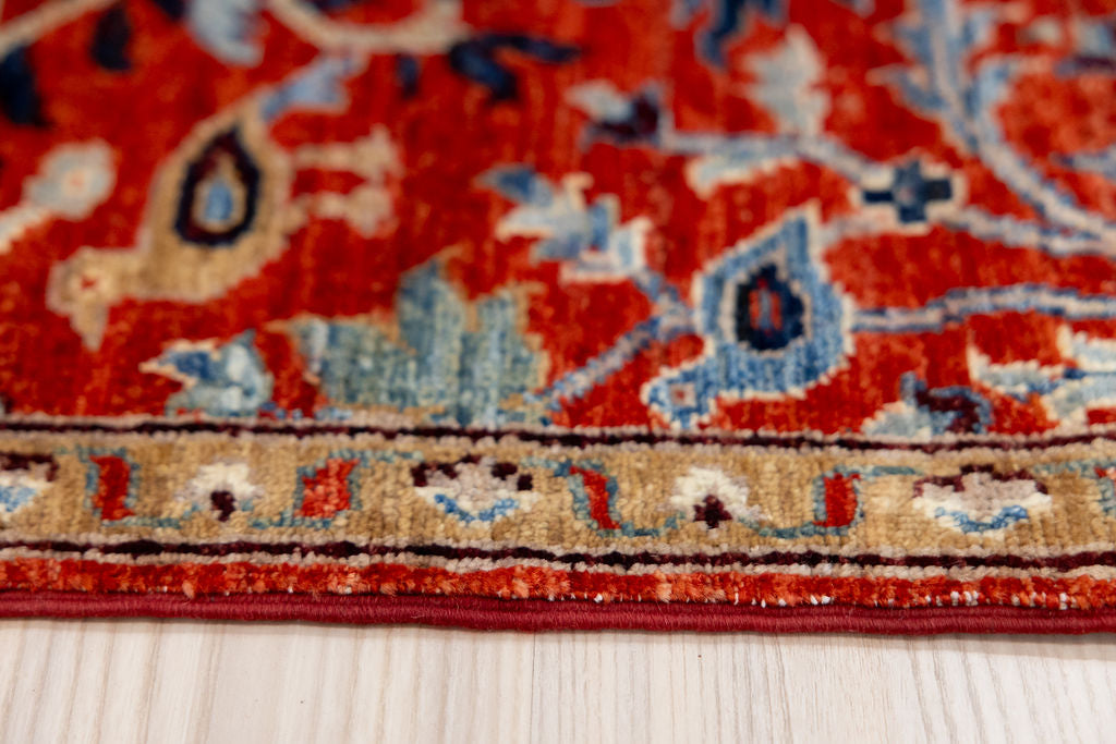 Red Pictorial Afghan Chobi Wool Rug 184cm x 126cm