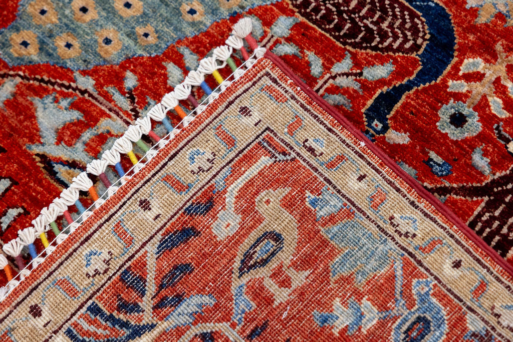 Red Pictorial Afghan Chobi Wool Rug 184cm x 126cm