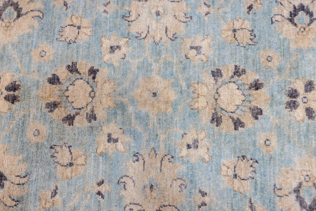 Muted Blue Afghan Chobi Wool Rug 207cm x 153cm