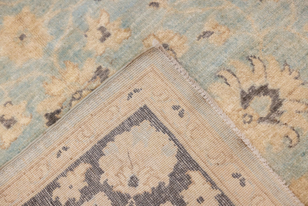 Muted Blue Afghan Chobi Wool Rug 207cm x 153cm