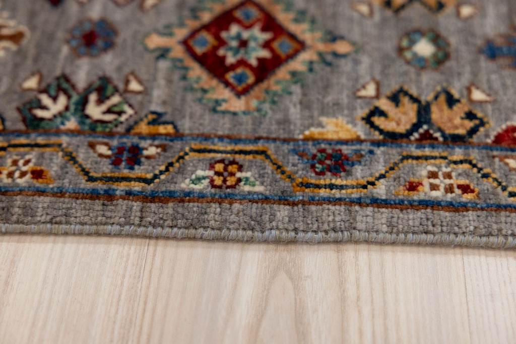 Grey Pictorial Afghan Chobi Wool Rug 198cm x 151cm