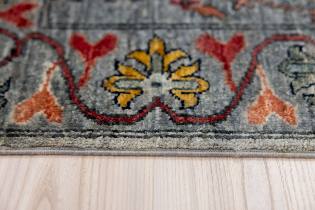 Grey Afghan Chobi Wool Rug 199cm x 149cm